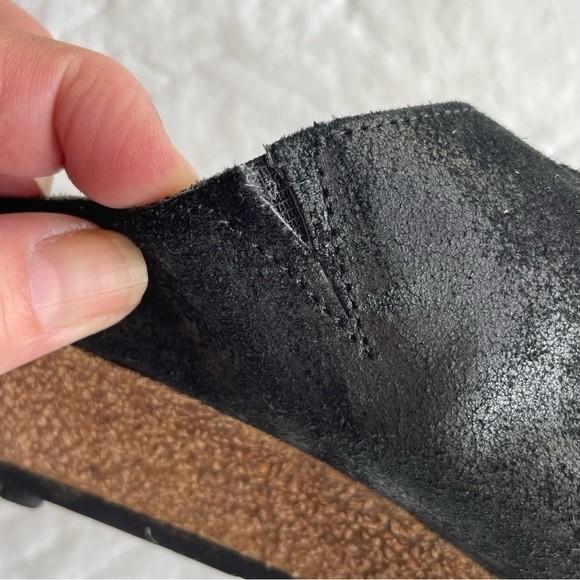 Haflinger Womens Size 36 Black Slip On Scuffed Leather Mule/Clog - Picture 6 of 13